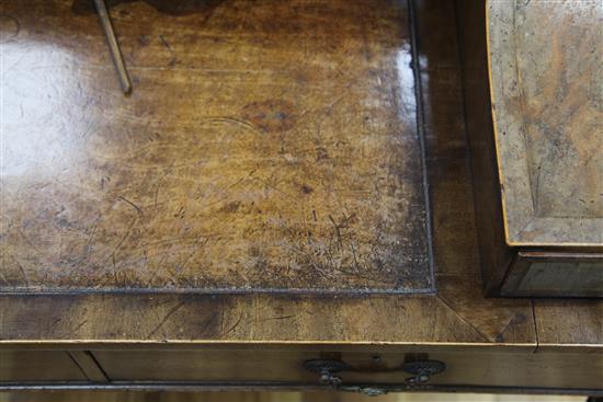 A George III design mahogany, amboyna and boxwood banded Carlton House desk, W.3ft 4.5in